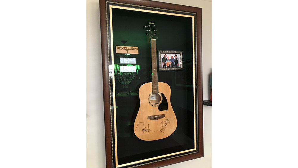 Framed Brooks & Dunn guitar display