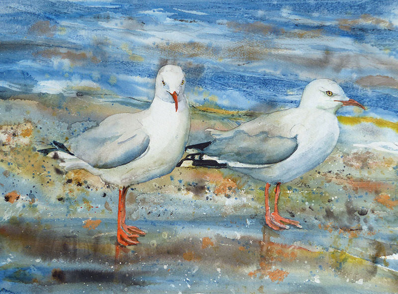 Sea Gulls painting by Caren Hackman